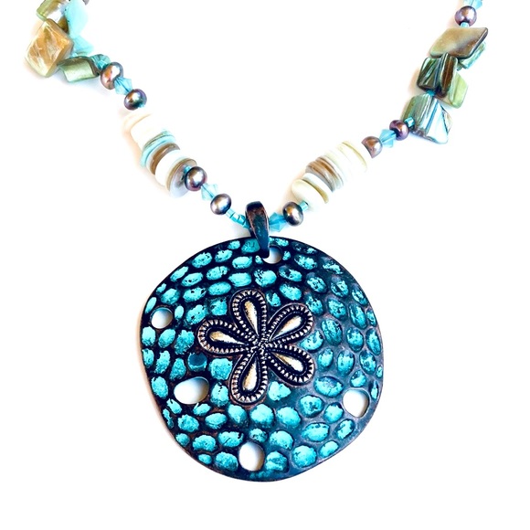 Handmade Sand Dollar Statement Necklace - Picture 3 of 6
